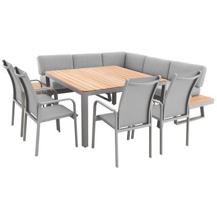 EXPERT PLUS AVERSA TEAK zahradní sedací souprava 4+2+1 šedá  Doppler