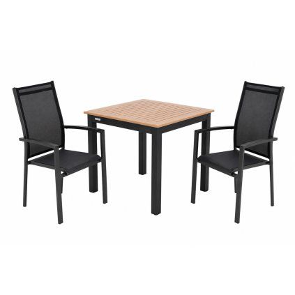 EXPERT WOOD Antracit - zahradní hliníková sedací souprava 2+1