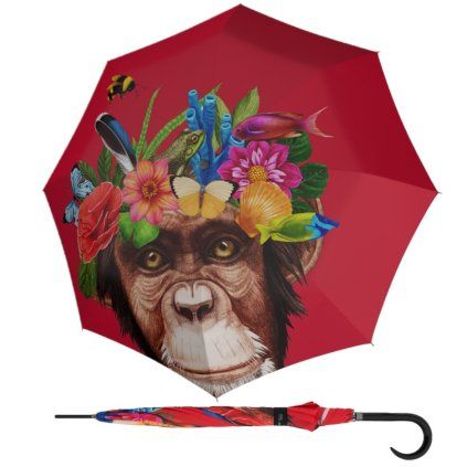 Modern Art Long AC Flower Monkey dámský holový vystřelovací deštník  Doppler