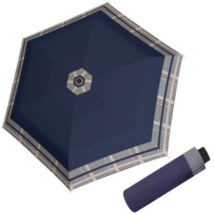 Fiber Havanna Timeless Blue Hahnentritt dámský skládací deštník  Doppler