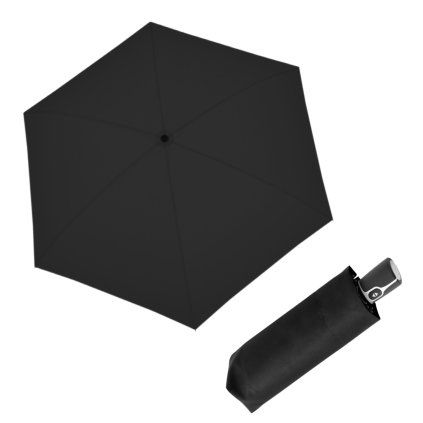 Fiber Micro Flat Uni Black automatický deštník  Doppler